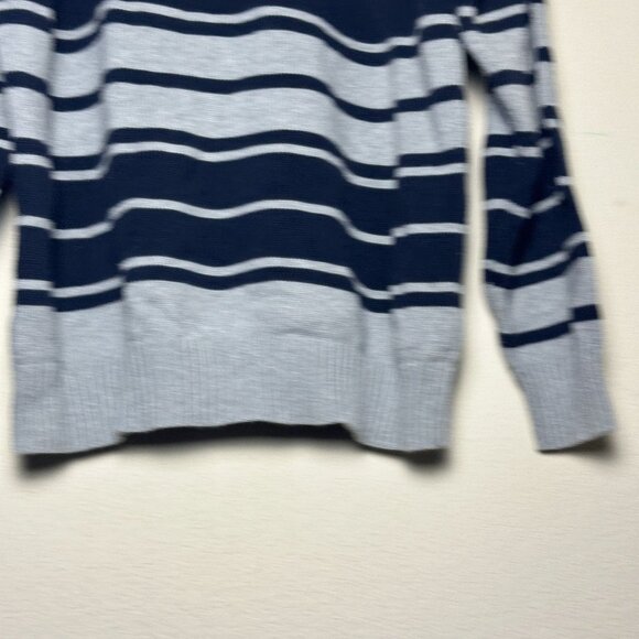 Nautica Jeans Co 1/4 Zip Casual Striped Blue Grey Waffle Knit Sweater Men 2XL - Picture 12 of 12